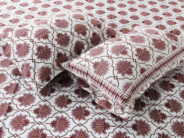 Brown_Cotton_Lotus_Harmony_Double_Bedsheet_With_Pillow_Cover_120X120_Cm